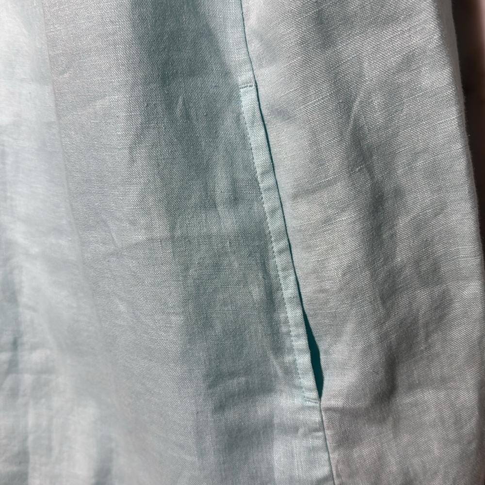Pure Jill 100% Linen Tunic Top Sleeveless Pockets Lagenlook Aqua Blue size M - Picture 7 of 14
